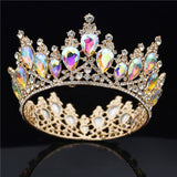 Daiiibabyyy Baroque Crystal Tiaras Circle Wedding Crown Queen Diadem Pageant Tiara Crown For Bride Hair Jewelry Accessories