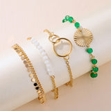 1Set Bohemian Tassel Chain Bracelet Set for Women Girls Bohemia Geometric Leaves Multilayer Charm Bracelet Jewelry Accessories