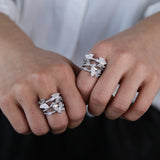Daiiibabyyy silver color butterfly finger ring for women new cubic zirconia cz jewelry