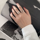 New Trendy Simple Temperament Ladies Rings Punk Silver Color Geometric Forefinger Open Adjustable Rings For Women Jewelry Gifts daiiibabyyy