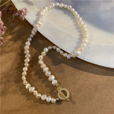 HUANZHI 2022 New Baroque Freshwater Natural Pearl Moonstone Pendant Necklace Geometric Irregular for Women Girls Party Jewelry daiiibabyyy