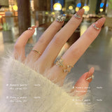Exquisite Shining Star Gold Open Rings Korean Fashion Jewelry Party Girl's Luxury Accessories Student Gift Ring For Woman 2021 daiiibabyyy