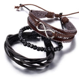 Vintage Black Leather Bracelets For Men Fashion Hollow Triangle Leather Bracelet & Bangles Multilayer Wide Wrap Jewelry 2022 daiiibabyyy