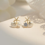 2022 Trend New Beach Shell Starfish Pearl Drop Dangle Earrings for Women Micro Pave Zircon Beach Party Piercing Earring Gift daiiibabyyy