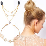 Daiiibabyyy New Chain Hairpins for Women Shell Pearl Butterfly Tiara Tassel Hair Clips Barrettes Braided Headband Ponytail Hair Accessories