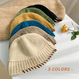 Winter Bucket Hat For Women Men Fashion Warm Cap Unisex Elasticity Knit Beanie Hats 2022 Fashion Beige hat daiiibabyyy