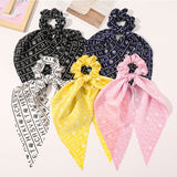 Spring New Long Rabbit Ears Floral Knotted Lady Printed Letters Head Rope Girls Hair Rope Jewelry Elegant Women Hairbands daiiibabyyy