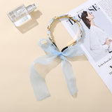 Vintage Pearl Bezel Headband Ladies  Pearl Ribbon Hairband For Woman Girls  Hair Accessories Fashion Hairhoop Styling Headwear daiiibabyyy