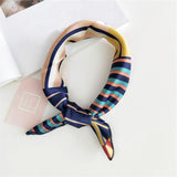 Square Silk Scarf Bandana Polka Dot Stripe Print Hairband Neck Scarfs Women Girls Headbands Hair Tie Shawl Hair Accessories Gift daiiibabyyy