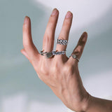 Punk Cool Hip Pop Multi-layer Adjustable Chain Four Fingers Open Alloy Women Rotate Rings for Women Party Gift daiiibabyyy