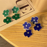Fashion Drip Oil Double Layer Flowers Stud Earrings For Women Girls Metal Statement Earrings 2022 Trend New Jewelry Wholesale daiiibabyyy