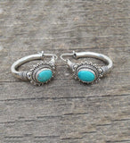 New Trendy Silver Color Women's Earrings Green Stone Hoop Drop Earrings for Women Bohemia Earrings Engagement Party Jewelry daiiibabyyy