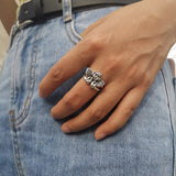 Lost Lady Retro Silver Black Skull Skelton Heart Rings Trendy Hiphop Punk Antique Finger Rings for Women Party Jewelry Gift daiiibabyyy