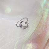 Fashion Delicate Zircon Crystal Shell Flower Heart Rings For Women Fashion Adjustable Rings Sweet Moon  Micro Pave Party Gifts daiiibabyyy