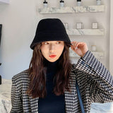Wool Winter Bucket Hat Panama Women Men Bob Hip Hop Cap Gorros Solid Color Unisex Cotton Caps Man Fishing Bucket Flat Hat daiiibabyyy
