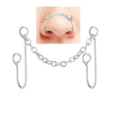 Double L Shape Nose Chain Heart Nose Piercing Chain 20G Straight Ball Nose Chain Zircon Piercing Nariz Pircing Septum Nez daiiibabyyy