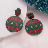New Trendy Geometric Round Statement Earrings Cartoon Cute Snowman Snowflake Christmas Earrings Piercing Ear Jewelry for Women daiiibabyyy