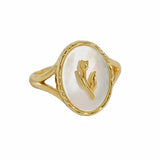2022 Vintage Tulip Flower Ring For Girls White Imitation Shell Geometric Oval Open Index Finger Ring Bohemian Party Jewelry Gift daiiibabyyy