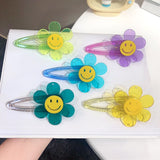 Transparent Arcylic Smile Sunflower Candy Color Babe Clip Duckbill Clip Hairpin 2021 Summer Hair Accessories For Women Girls daiiibabyyy