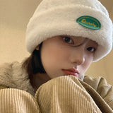 Cute Biking Ear Protection Warm Landlord Hat Winter Head Hood Ladies Thick Lamb Velvet Melon Leather Hat шапка женская зима 2022 daiiibabyyy