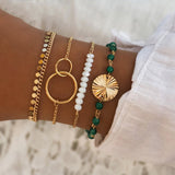 1Set Bohemian Tassel Chain Bracelet Set for Women Girls Bohemia Geometric Leaves Multilayer Charm Bracelet Jewelry Accessories