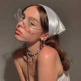 Daiiibabyyy Gradient Rimless Sunglasses Women Girls Dragonfly Wings Punk Frameless Gradient Clear Len Glasses Street Double Layer Eyewear