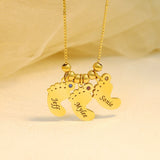 Personalized 1-4 Baby Feet Engraving Kids Names Necklace with Birthstone for Ladies or New Mom Mothers Day Gift Custom Footprint