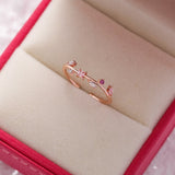 New Fashion Crystal Flower Branch Leaf Adjustable Finger Rings for Women Rose Gold Zircon Open Ring Glamour Wedding Jewelry Gift daiiibabyyy