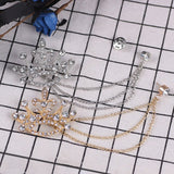 Daiiibabyyy DIY Chain Brooches For Women Men Crystal Crown Deer Head Skull Wings Brooches Pins Charm Christmas Jewelry Gifts Dropshipping