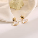 Korea new fund earring female temperament is contracted joker fan-shaped glass female ear nail earring is tasted daiiibabyyy