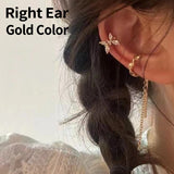 17KM Korean Asymmetrical Rhinestone Butterfly Drop Earrings For Women Girls Trendy Fashion Pearl Chain Earrings Jewelry Gifts daiiibabyyy
