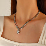 New Ins Love Chains Necklace Simple Retro Creative Lattice Heart-Shaped Bracelet Necklace for Women Girls Fashion Jewelry Gift daiiibabyyy