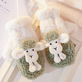 1Pair Women Girl Lovely Gloves Winter Plush Korean Sheep Gloves Faux Fur Cute Full Finger Thick Gloves Mittens Christmas Gloves daiiibabyyy