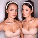 Fashion Pearl Headband and Earrings Set For Women Hairband Crystal Flower Pearls Headbands Crown for Bride Jewlry Wedding Tiara daiiibabyyy