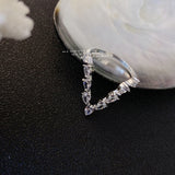 MENGJIQIAO Korean Fashion V Shaped Cubic Zircon Rings For Women Girls Elegant Mid Finger Knuckle Rings Party Jewelry Gifts daiiibabyyy
