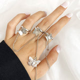 Punk Style One-piece Butterfly One-piece Chain Open Ring Hip Hop Disco Party Adjustable Gold Ring Ladies Fashion Jewelry Gifts daiiibabyyy