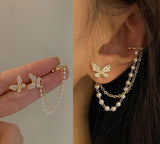 Delysia King  Butterfly earbone clip earrings chain tassel personalized earrings