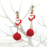 New Cute Pompon Snowman Christmas Tree Drop Earrings Fashion Snowflake Santa Claus Christmas Earrings For Women Party Jewelry daiiibabyyy