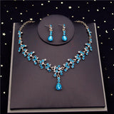 Daiiibabyyy Korean Crystal Bridal Jewelry Sets for Women Bride Tiaras Sets Crown Necklace Earrings Wedding Jewelry Sets