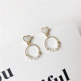 Korean vogue is contracted heart-shaped pearl ear nail, the earring of geometrical irregular temperament woman daiiibabyyy