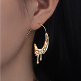 2022 New Golden Metal Geometric Irregular Drop C-shaped Circel Hoop Earrings for Women Girls Party Travel Jewelry daiiibabyyy