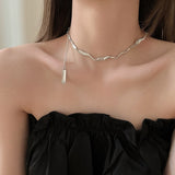 Fashion Geometric Irregular Metal Necklace Female Sweet Cool Hot Girl Silver Color Clavicle Simple Water Wave Alloy Neck Jewelry daiiibabyyy