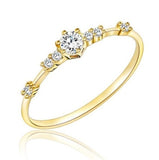 Classic Gold Color Metal Inlaid Zircon Engagement Rings for Women Simple Fashion Anniversary Bridal Wedding Jewelry Gift daiiibabyyy