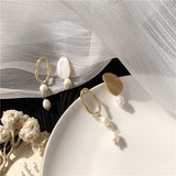 S925 Korean metal material geometric asymmetric pearl earrings, temperament, stylish women's earrings, 2022 new jewelry daiiibabyyy