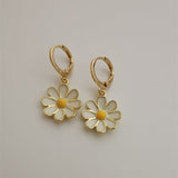 Daiiibabyyy Delicacy Gold Daisy Sunflower Hoop Earring Endless Hoops Dangle Simple Everyday Holiday Gift for Her Bridesmaid Women Jewelry