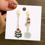 Christmas Circle Round Heart Deer Elk Pendant Earrings for Women Creative Festival Dangle Earrings Jewelry Accessories daiiibabyyy