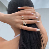 Daiiibabyyy Fashion Rhinestone Flower Butterfly Open Rings For Women New Jewelry Creative Adjustable Ring