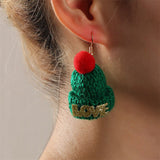 FFLACELLNew Fashion Cute Soft Cute Woollen Letter Christmas Hat Earrings Female Christmas Simple Personality Party Jewelry Gifts daiiibabyyy