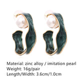 New Mutilcolor Enamel Pearl Circel Geometric Dripping Oil Metal  Hoop Earrings for Women Girls Travel Jewelry HUANZHI 2022 daiiibabyyy