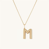New Personality Simple Letter Necklace For Women Fashion Creative Vertical Stripes Gold 26 Letter Necklace Jewelry Gift Party daiiibabyyy